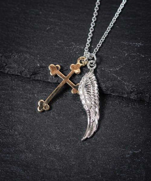GA Wing Cross Necklace ジャックローズ アクセサリー・腕時計 ネックレス ゴールド シルバー