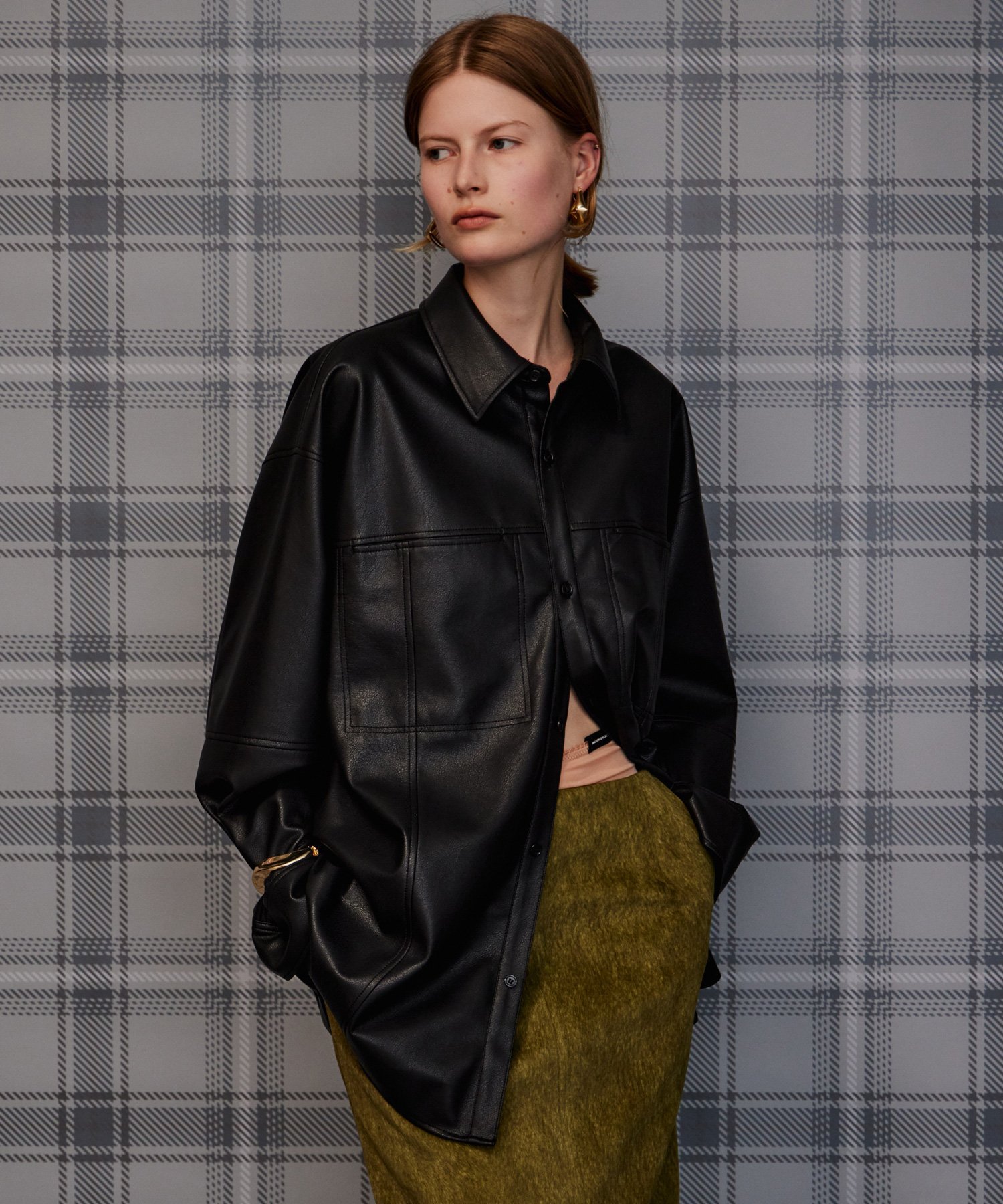 MAISON SPECIAL Vegan Leather Overshirt メゾンスペシャル トップス シャツ・ブラウス ブラック ブラウン