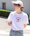 BEAMS BOY 【受注生産商品】BEAMS BOY / HEART ロゴ Tシャツ ビームス ウイメン トップス カットソー Tシャツ ホワイト ブラック パープル【送料無料】