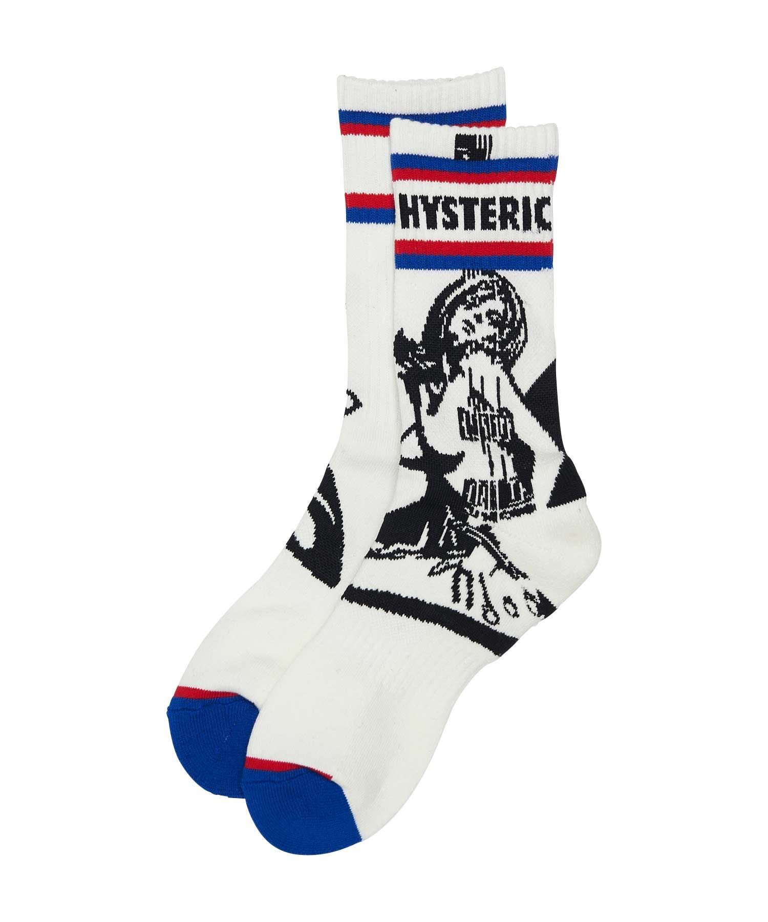 HYSTERIC GLAMOUR GUITAR GIRL スケーターソックス ヒステリックグラマー 靴下・レッグウェア 靴下 ホワイト イエロー グリーン