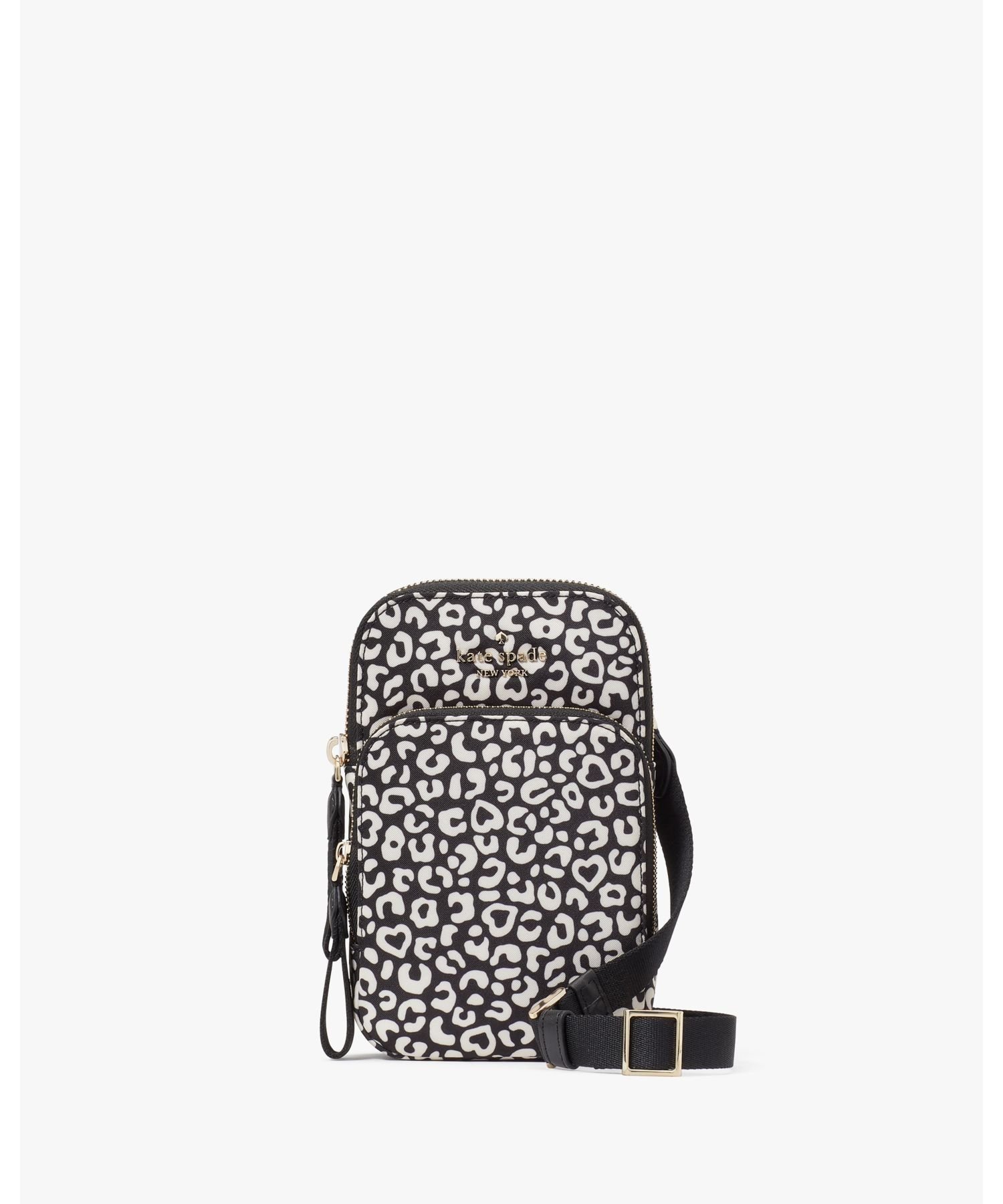 【SALE／65%OFF】kate spade new york チェルシー グラフィック レオパード ハート プリント ノース サウス デュアル ジップ フォン クロスボディ ケイトスペードニューヨーク スマホグッズ・オーディオ機器 スマホ・タブレット・PCケース/カバー ブラック【送料無料】