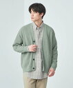 UNITED ARROWS green label relaxing コットン ナイロン アゼ Vネック カーディガン ユナイテッドアローズ グリーンレーベルリラクシング トップス カーディガン グリーン グレー