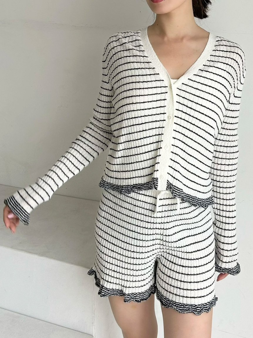 SNIDEL HOME ボーダーリブショートパンツ スナイデルホーム パンツ その他のパンツ ネイビー