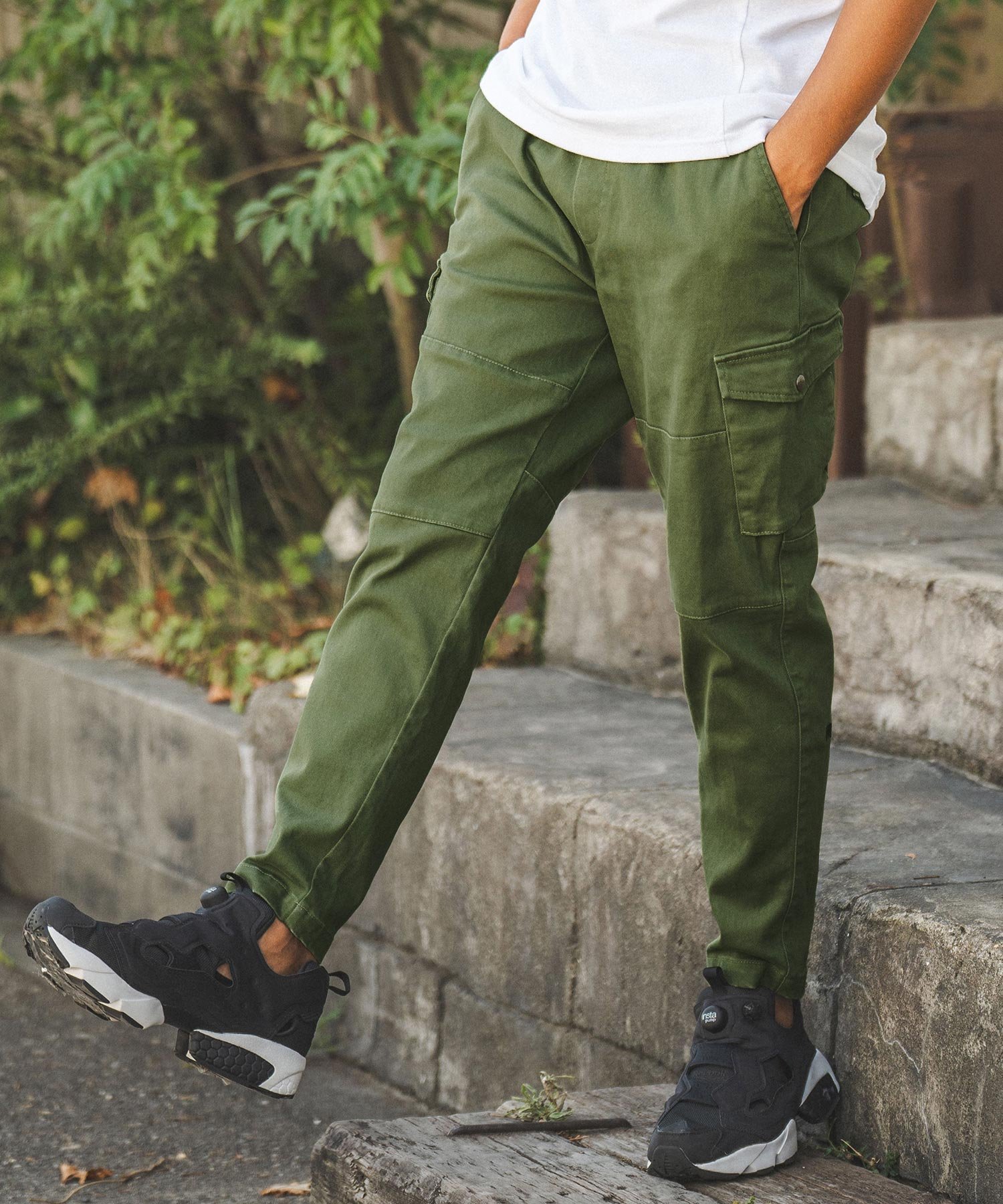 felkod mp11488- Washed Stretch Cotton Twill Tapered Skinny Cargo Pants スキニーパンツ カンビオ パンツ その他のパンツ ベージュ ブラック【送料無料】