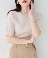 natural couture 【WEB限定】袖口シアー強撚リブニット ナチュラルクチュール トッ...