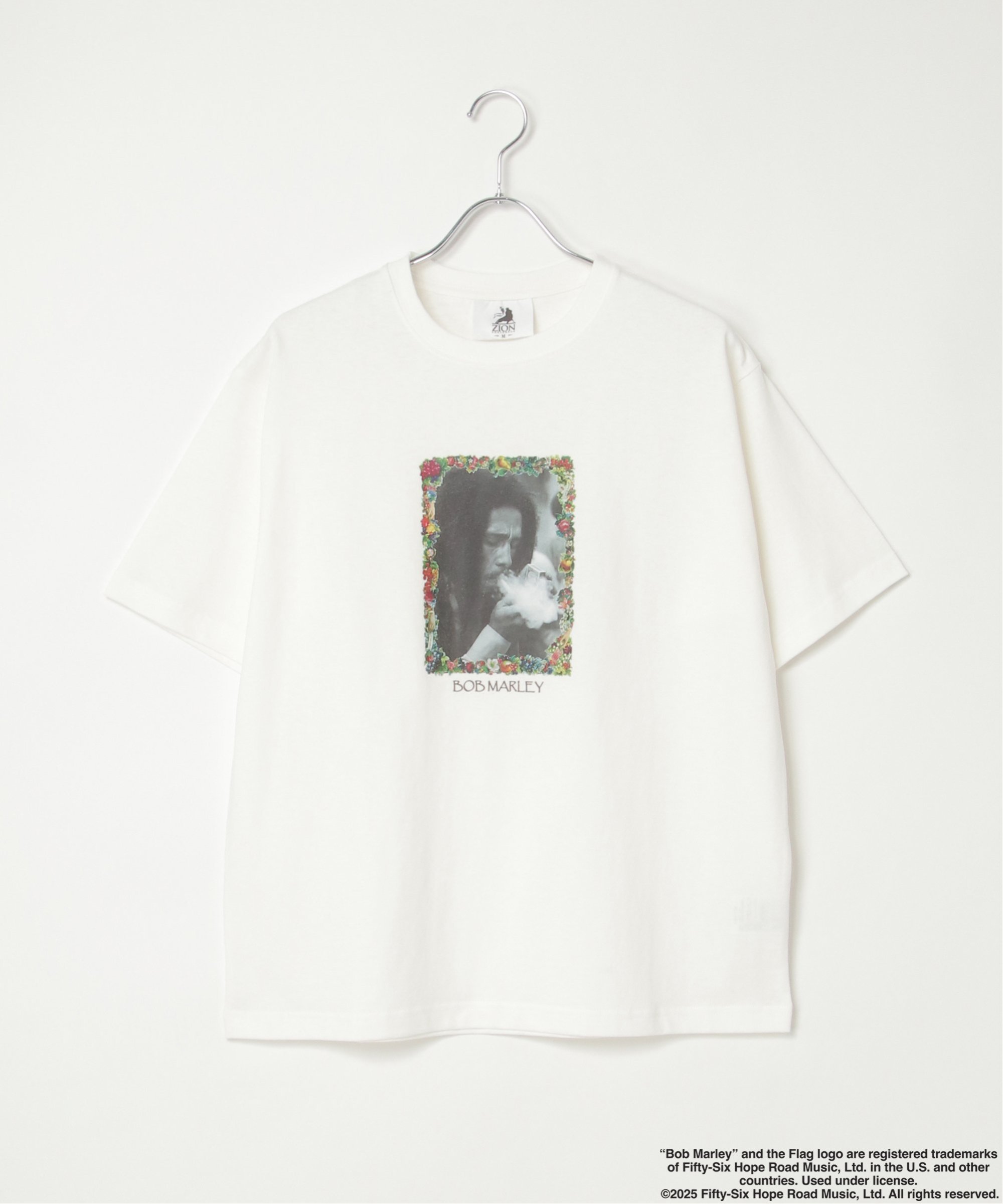 VENCE share style MENs BOB MARLEY フラワーフレームフォトTシャツ ヴァンス エクスチェンジ トップス カットソー・Tシャツ ブラック ホワイト