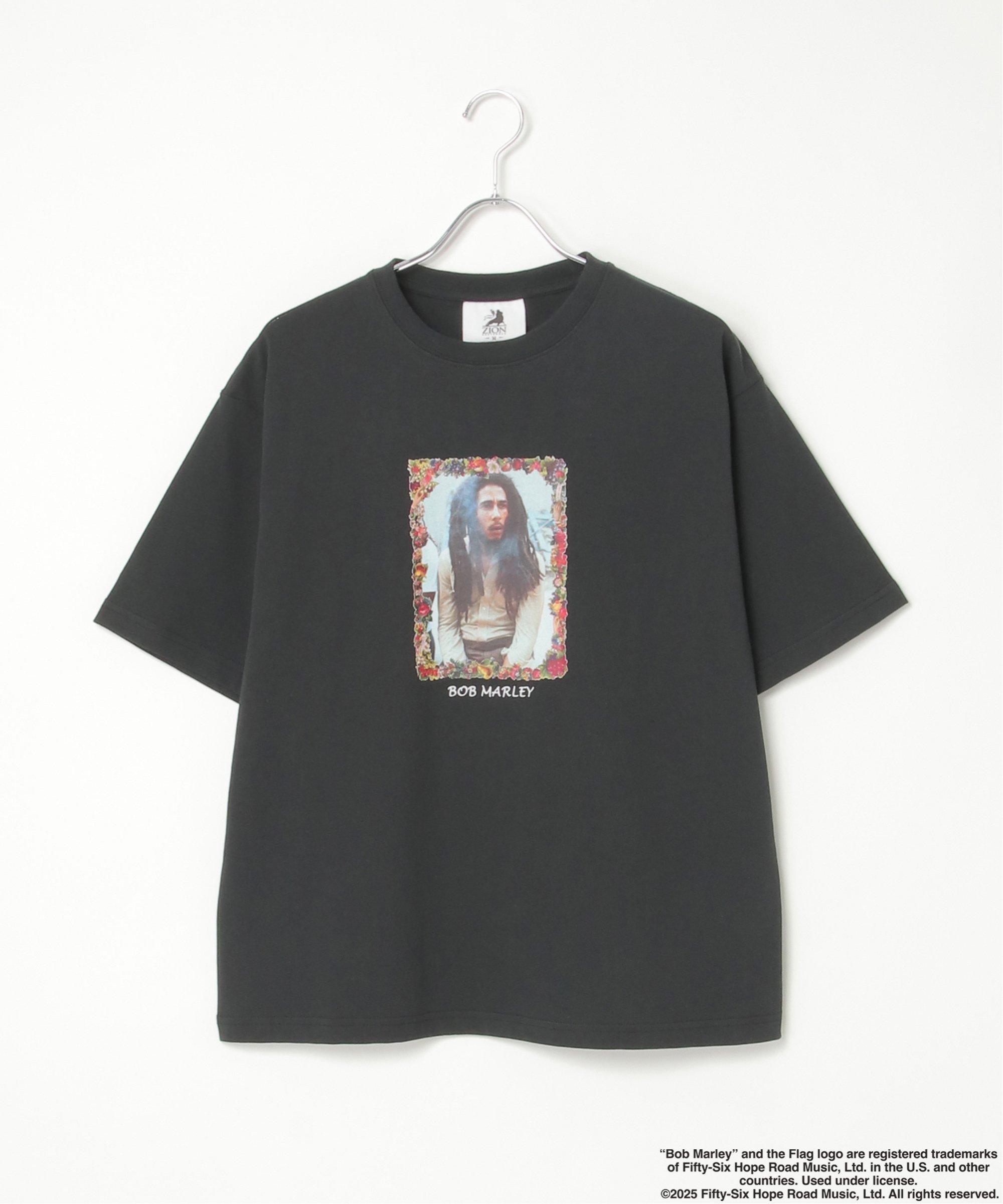 VENCE share style MENs BOB MARLEY フラワーフレームフォトTシャツ ヴァンス エクスチェンジ トップス カットソー・Tシャツ ブラック ホワイト