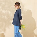 Rose Tiara 【接触冷感/手洗い可】バックロングブラウス ローズティアラ トップス シャツ・ブラウス ネイビー ブルー【送料無料】