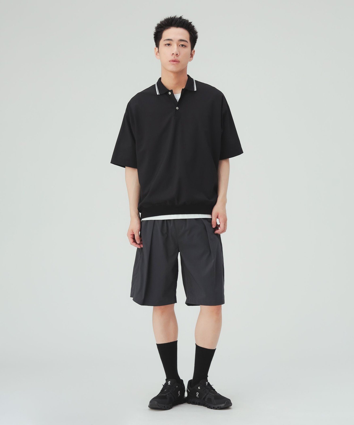 MEN 【7/24値下げ】ワッシャーナイロン ワイド ショートパンツ ビームス ハート パンツ その他のパンツ グレー ブラック
