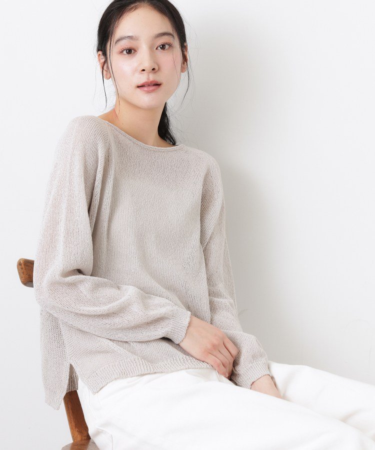 【SALE／46%OFF】Dessin 【洗える】透かし編みデザインニット デッサン トップス ニット グレー グリーン【送料無料】