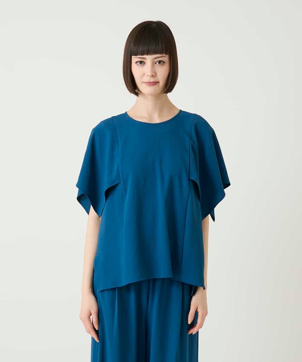 HIROKO BIS 【接触冷感/UVカット/速乾】ハンカチーフヘムファンクションブラウス ヒロコ ビス トップス シャツ・ブラウス ブラック ブルー
