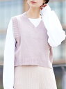【SALE/60%OFF】GIORDANO (L)カラーニットベスト ジョルダーノ ニット ノースリーブニット/ベスト パープル ベージュ ホワイト