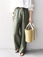 SHIPS WOMEN 【WEB限定】＜手洗い可能＞リネンキャンバスポケットパンツ◇ シップス パンツ/ジーンズ フルレングス グリーン ブラック ベージュ イエロー ブルー