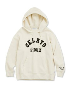 【SALE／30%OFF】gelato pique 【HOMME】 リサイクル裏毛カレッジロゴフーディー ジェラートピケ トップス パーカー・フーディー ホワイト ネイビー【送料無料】