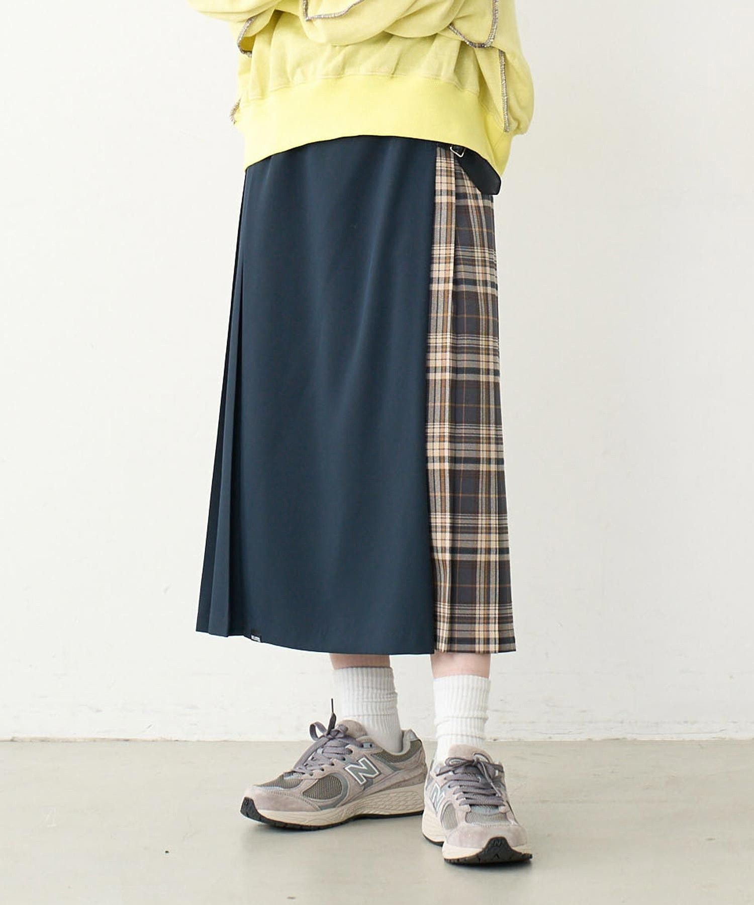 MILKFED. PLAID PANEL SKIRT ミルクフェド スカート その他のスカート ネイビー ブルー