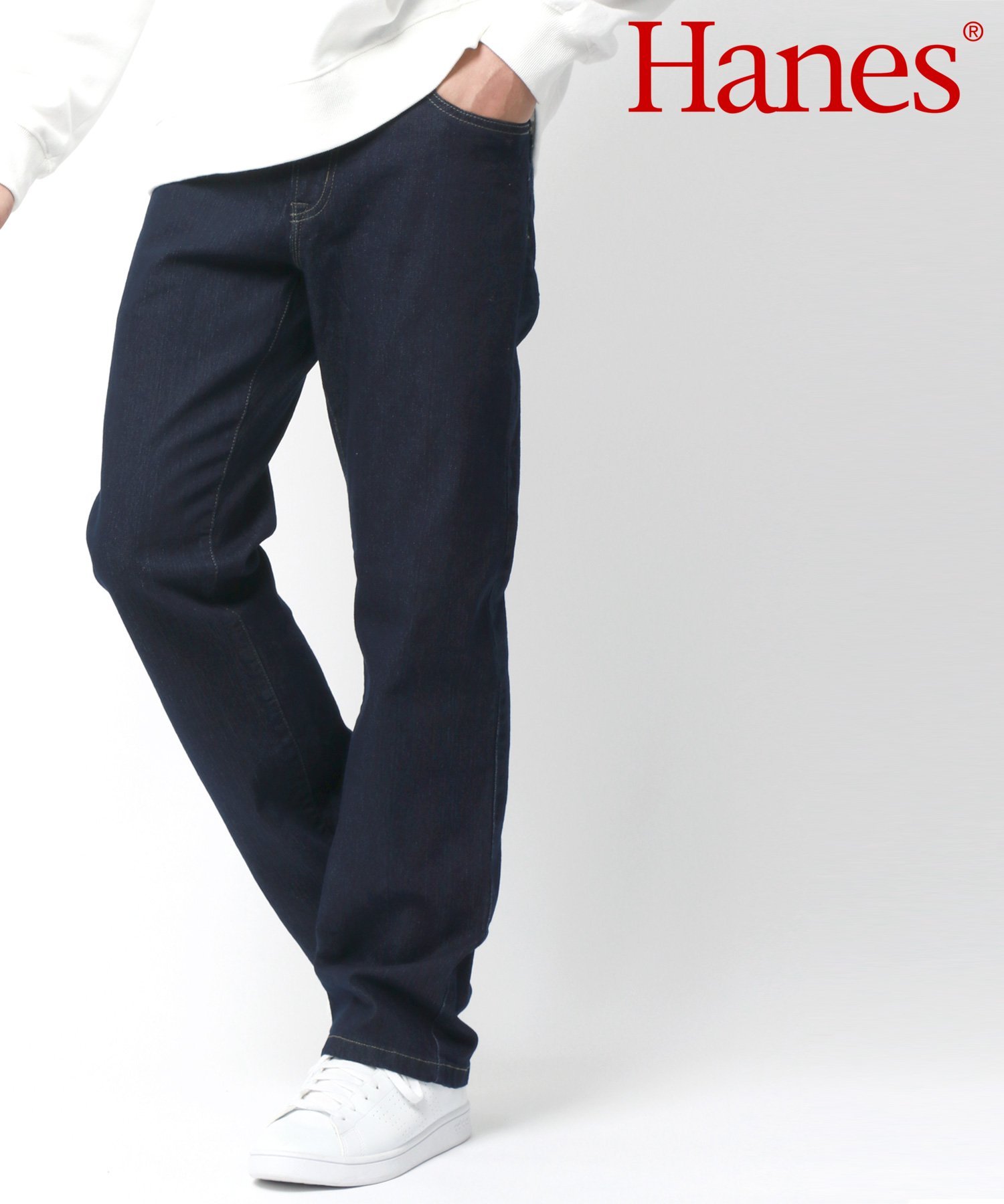 Hanes へインズ ジーンズ メンズ ストレッチ デニム ジーパン ストレッチパンツ レギュラー ストレート マルカワ パンツ ジーンズ・デニムパンツ ブラック ブルー ネイビー