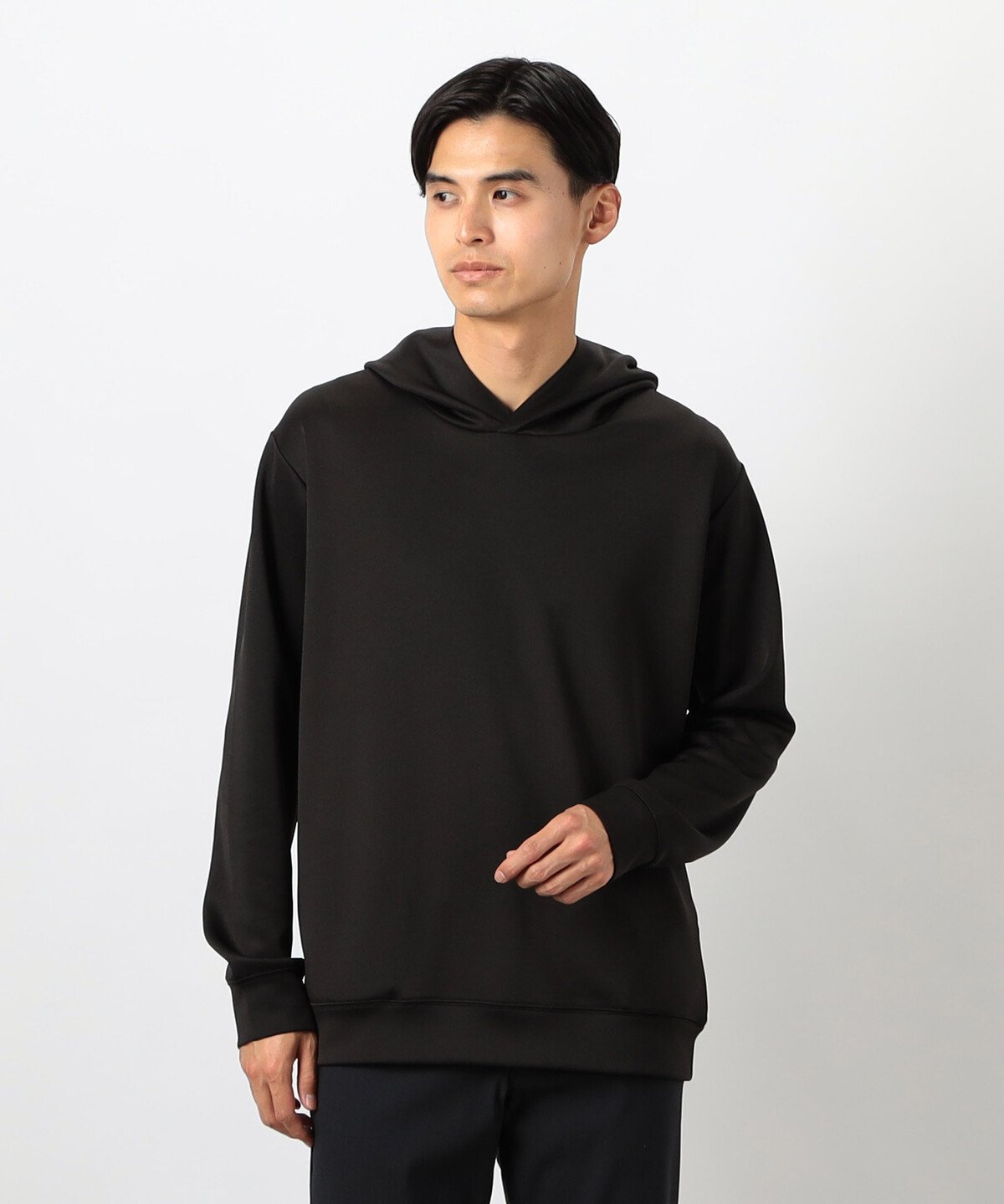 ストレッチダンボールニット フードパーカー コムサイズム トップス カットソー・Tシャツ ホワイト ブルー ブラック