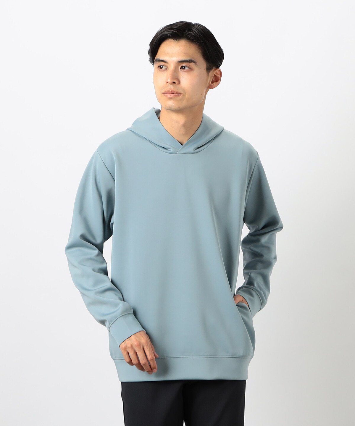 ストレッチダンボールニット フードパーカー コムサイズム トップス カットソー・Tシャツ ホワイト ブルー ブラック