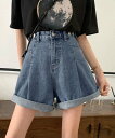 【SALE/30%OFF】miniministore ウエスト調節可能デニムショートパンツ美脚 ミニミニストア パンツ ジーンズ・デニムパンツ ブルー ブラック