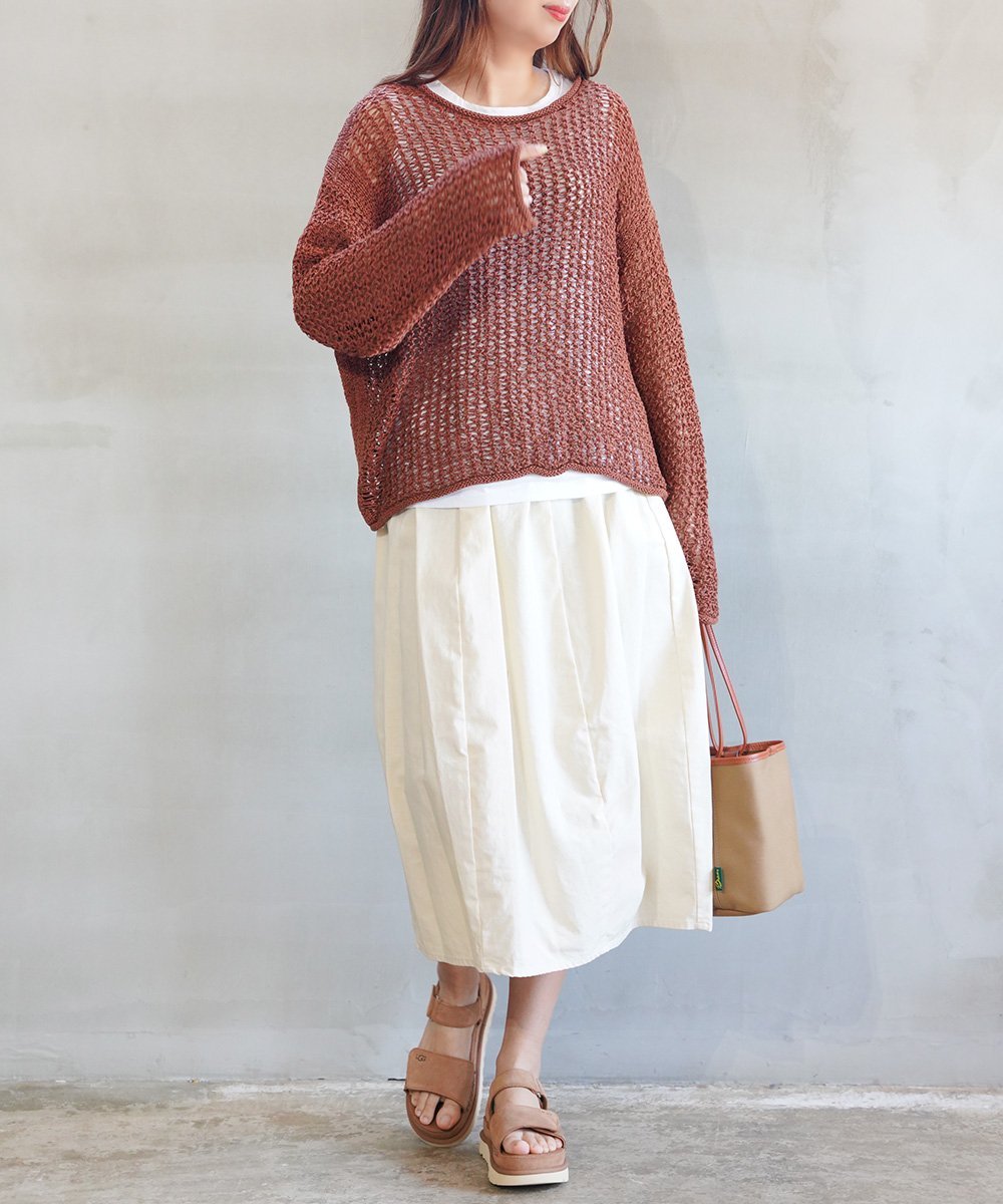 LOGAN KNITTING MILLS ローガン ニッティング ミルズ メッシュニットプルオーバー ブルーコムブルー トップス ニット ブラウン