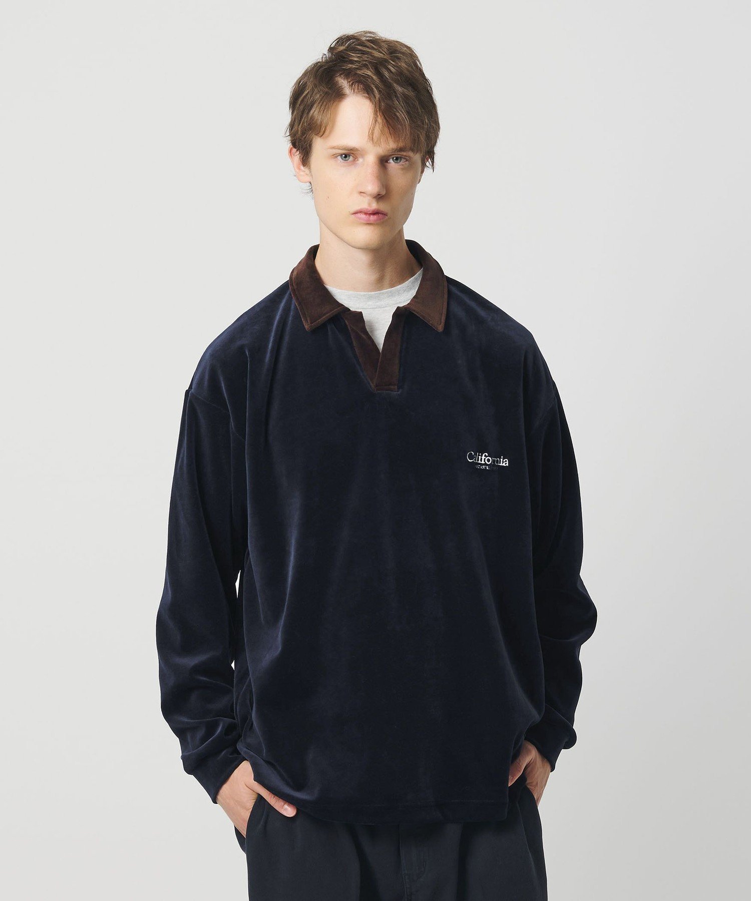 【SALE／45%OFF】California General Store ＜CGS.＞オーガニックコットン ベロア スキッパー ビューティー＆ユース　ユナイテッドアローズ トップス ポロシャツ ネイビー ブラウン【送料無料】