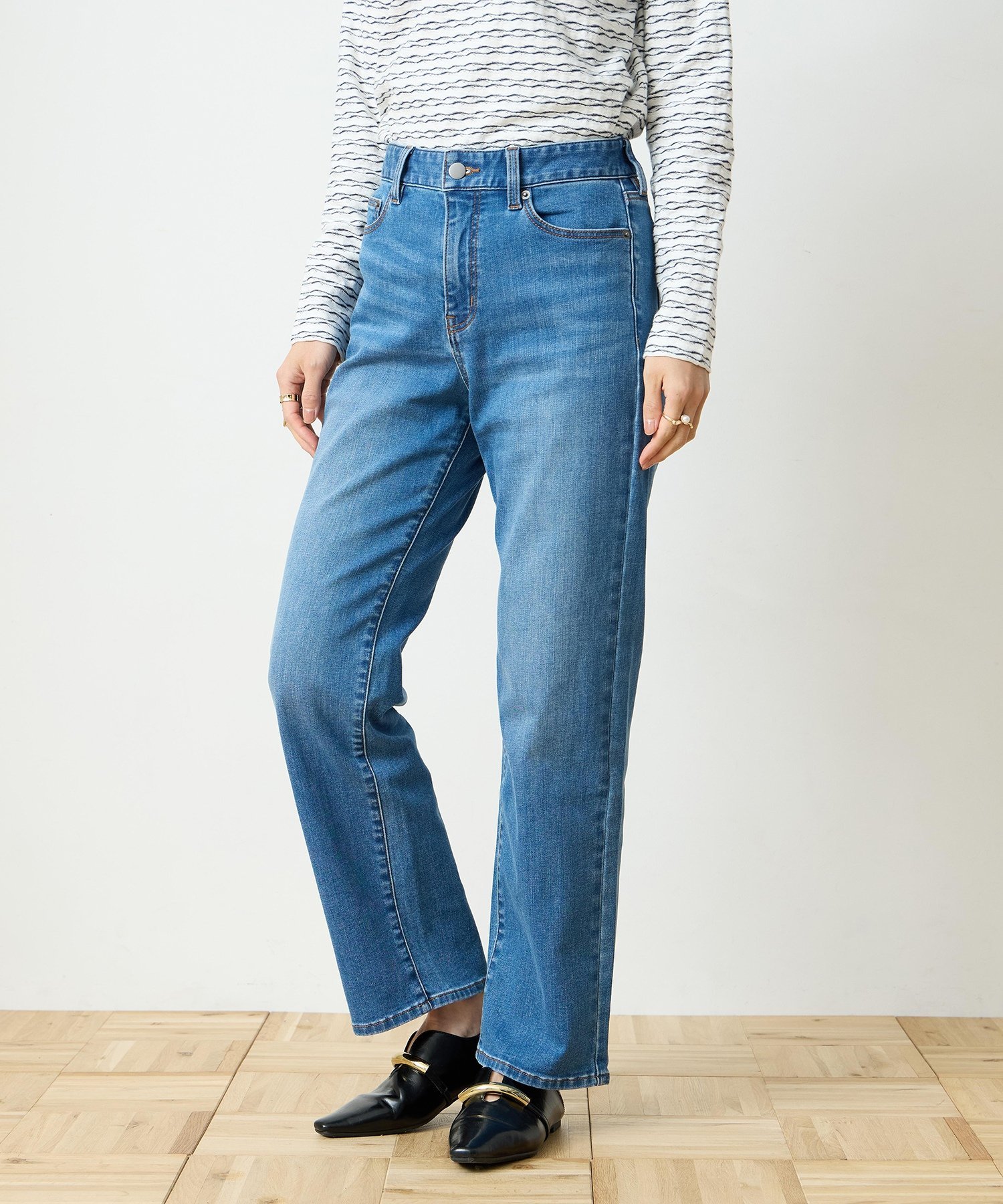 DECOY ストレッチデニムストレートパンツ デコイシンス1981 パンツ ジーンズ・デニムパンツ ネイビー ブルー【送料無料】