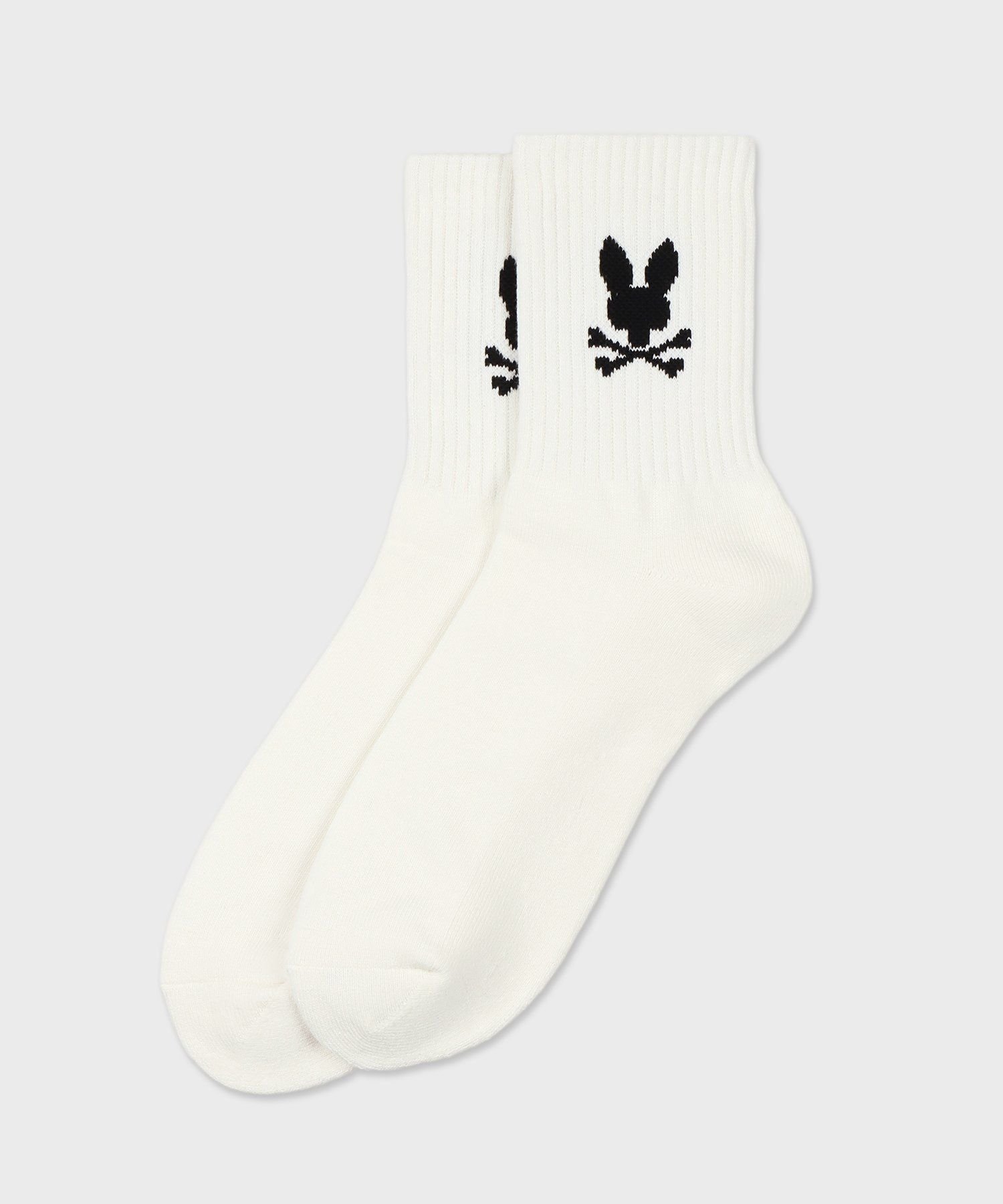 Psycho Bunny シルエットBUNNY ミドルソックス サイコバニー ファッション雑貨 その他のファッション雑貨 ホワイト ブラック