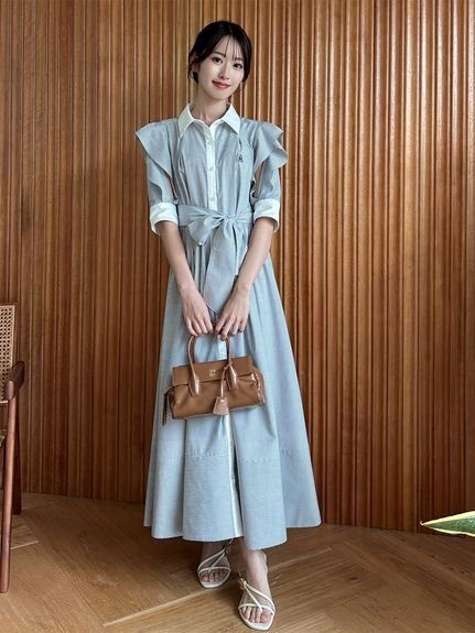 SNIDEL Sustainableフリルデザインシャツワンピース スナイデル ワンピース・ドレス ワンピース ホワイト【送料無料】