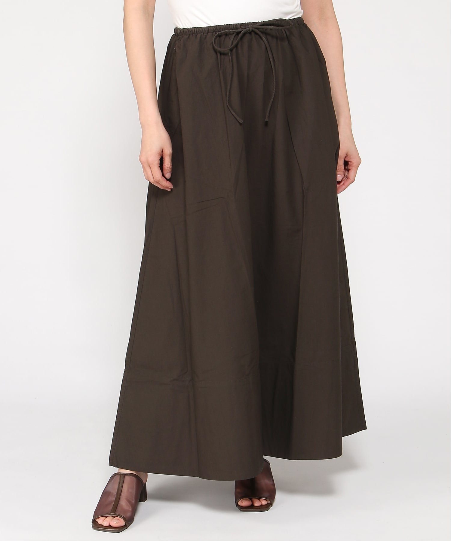 【SALE／60%OFF】BANANA REPUBLIC (W)コットンポプリン ドローストリング マキシスカート バナナ・リパブリック スカート ロング・マキシスカート ブルー ブラウン【送料無料】
