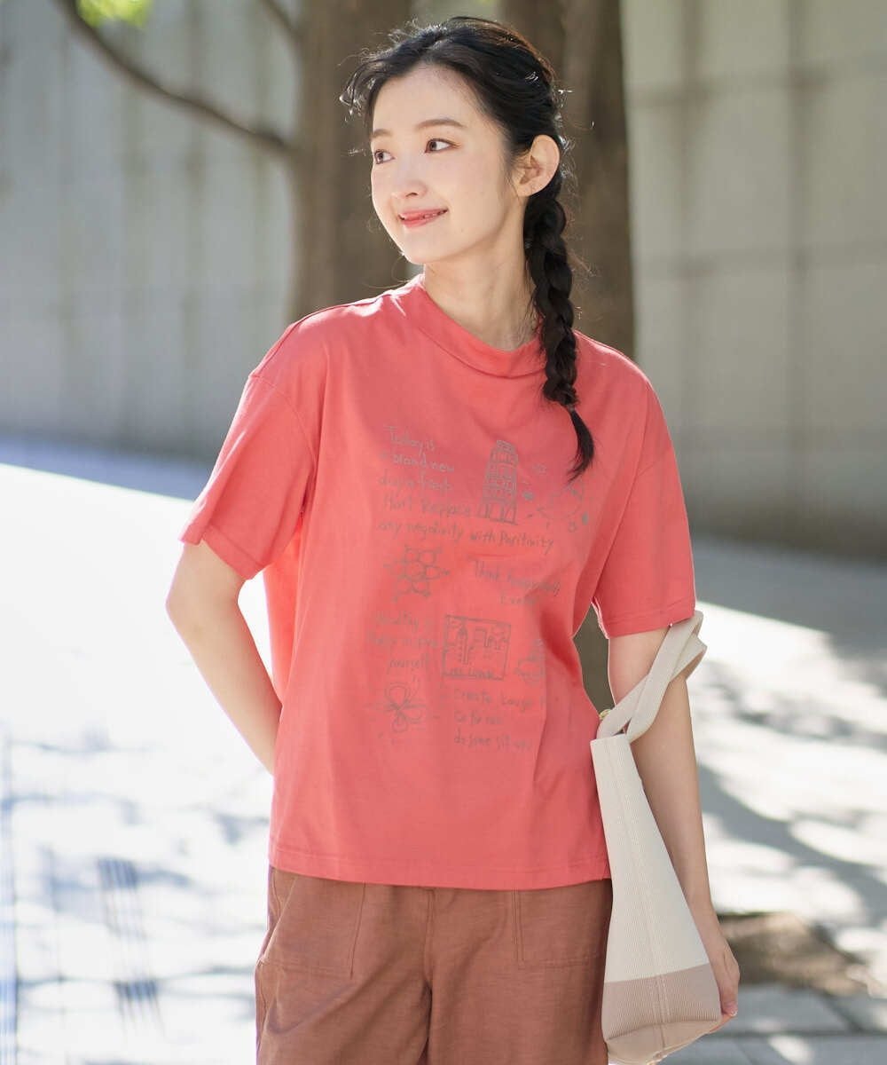 [洗える・日本製]天竺シルケットカットソー ジャンニロジュディーチェ トップス カットソー・Tシャツ ピンク カーキグリーン ホワイト イエロー