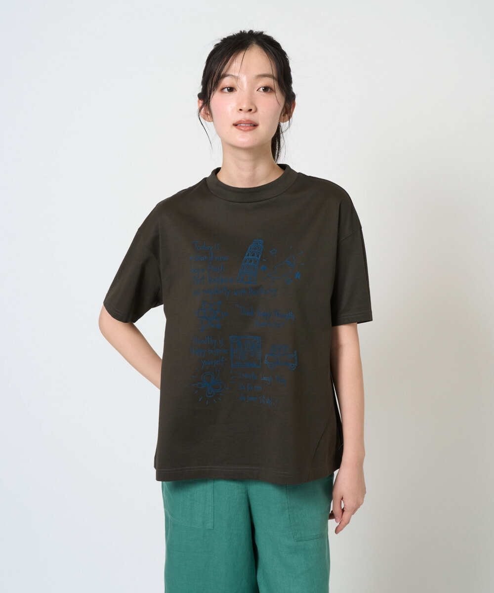 [洗える・日本製]天竺シルケットカットソー ジャンニロジュディーチェ トップス カットソー・Tシャツ ピンク カーキグリーン ホワイト イエロー