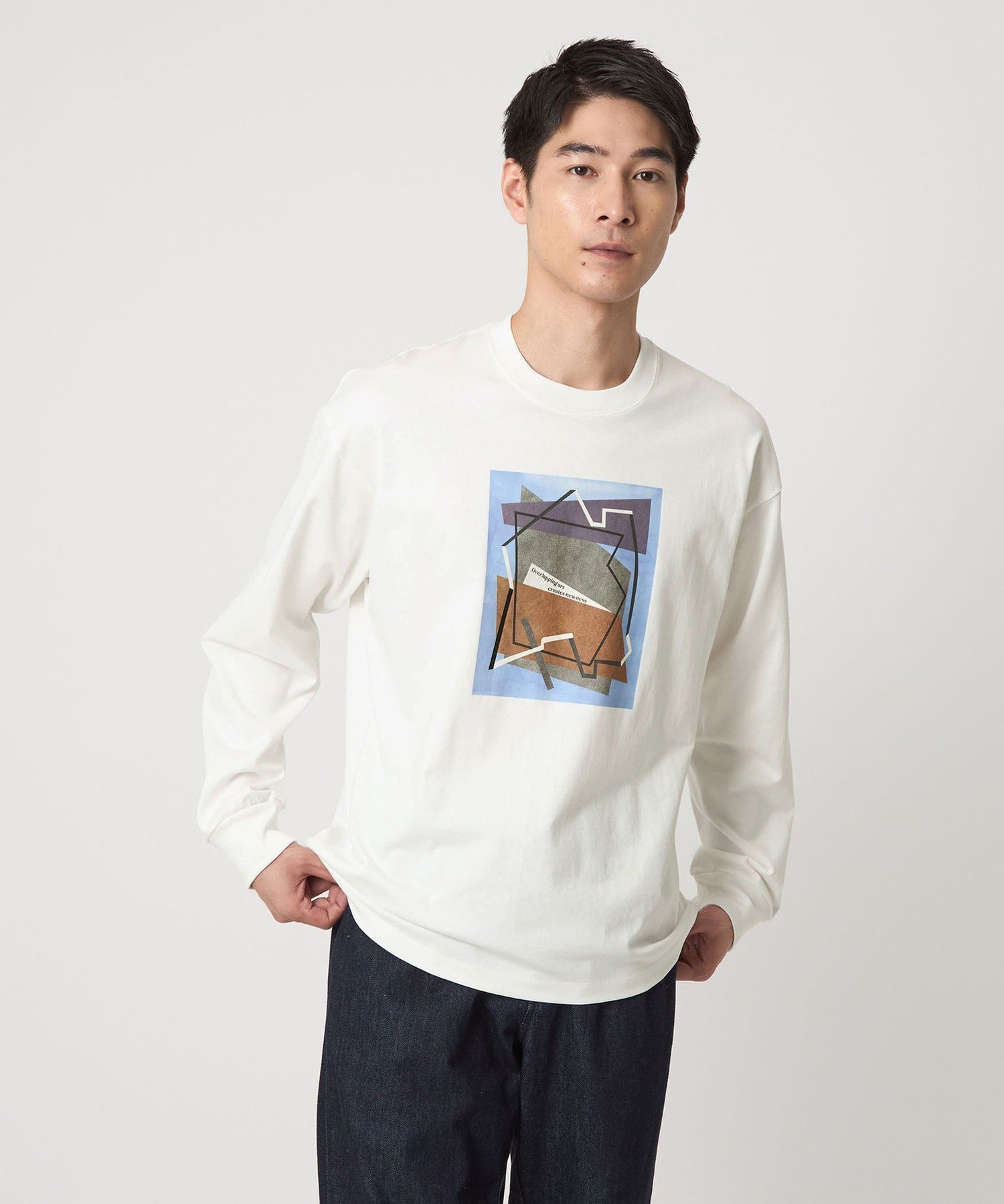 ＜Phospho Graphica＞グラフィック ロングスリーブ Tシャツ ユナイテッドアローズ アウトレット トップス カットソー・Tシャツ ホワイト ブラック
