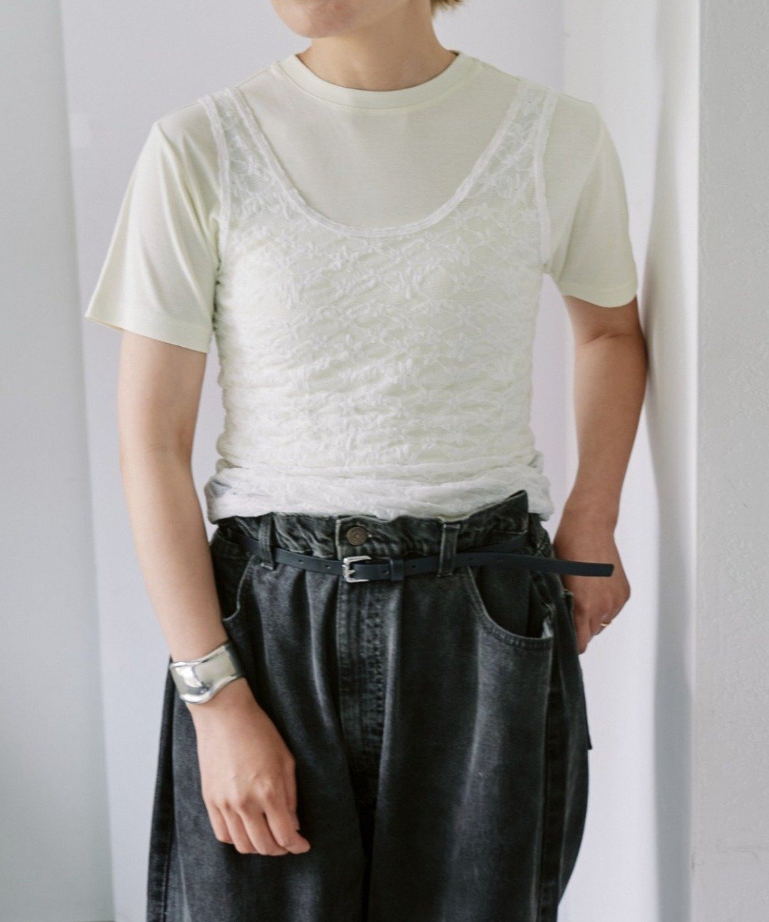 PAL GROUP OUTLET 【SHENERY】【LUALY】シアープレーンチビTee パル グループ アウトレット トップス カットソー・Tシャツ ホワイト イエロー ブルー ブラック ブラウン