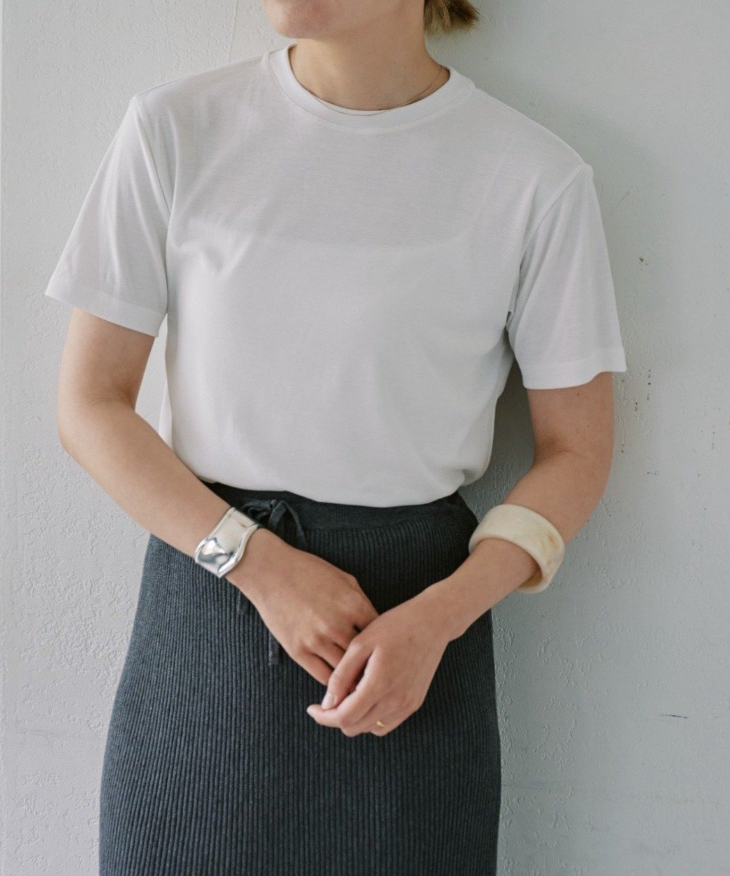 PAL GROUP OUTLET 【SHENERY】【LUALY】シアープレーンチビTee パル グループ アウトレット トップス カットソー・Tシャツ ホワイト イエロー ブルー ブラック ブラウン