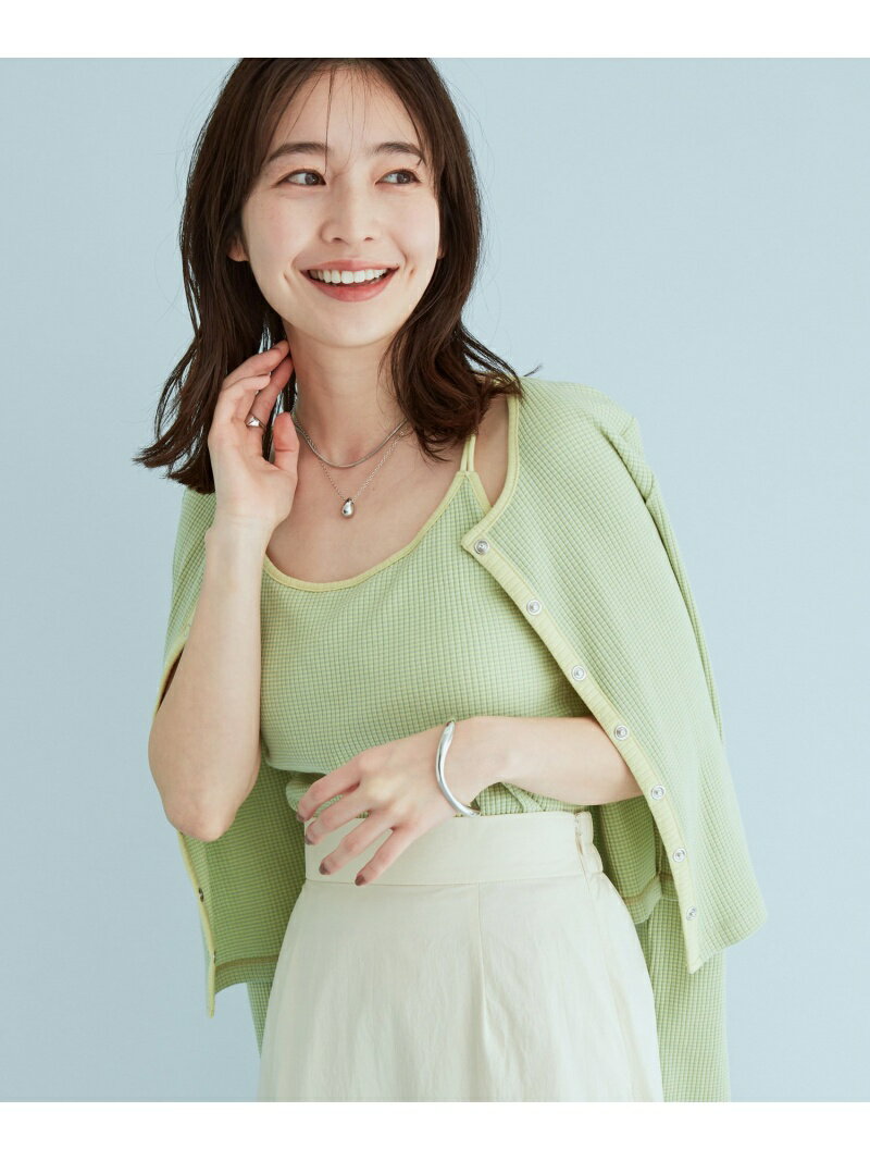 【SALE／50%OFF】VIS 【SET】ミジンコカーディガン&キャミソールアンサンブル ビス トップス アンサンブル グリーン ブルー オレンジのサムネイル