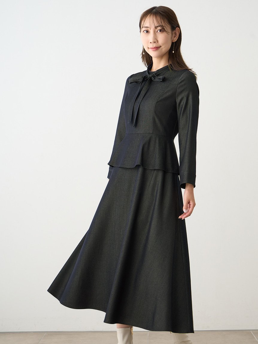 【SALE／20%OFF】CELFORD ペプラムデザインデニムワンピース セルフォード ワンピース・ドレス その他のワンピース・ドレス ブラック ベージュ ネイビー【送料無料】のサムネイル