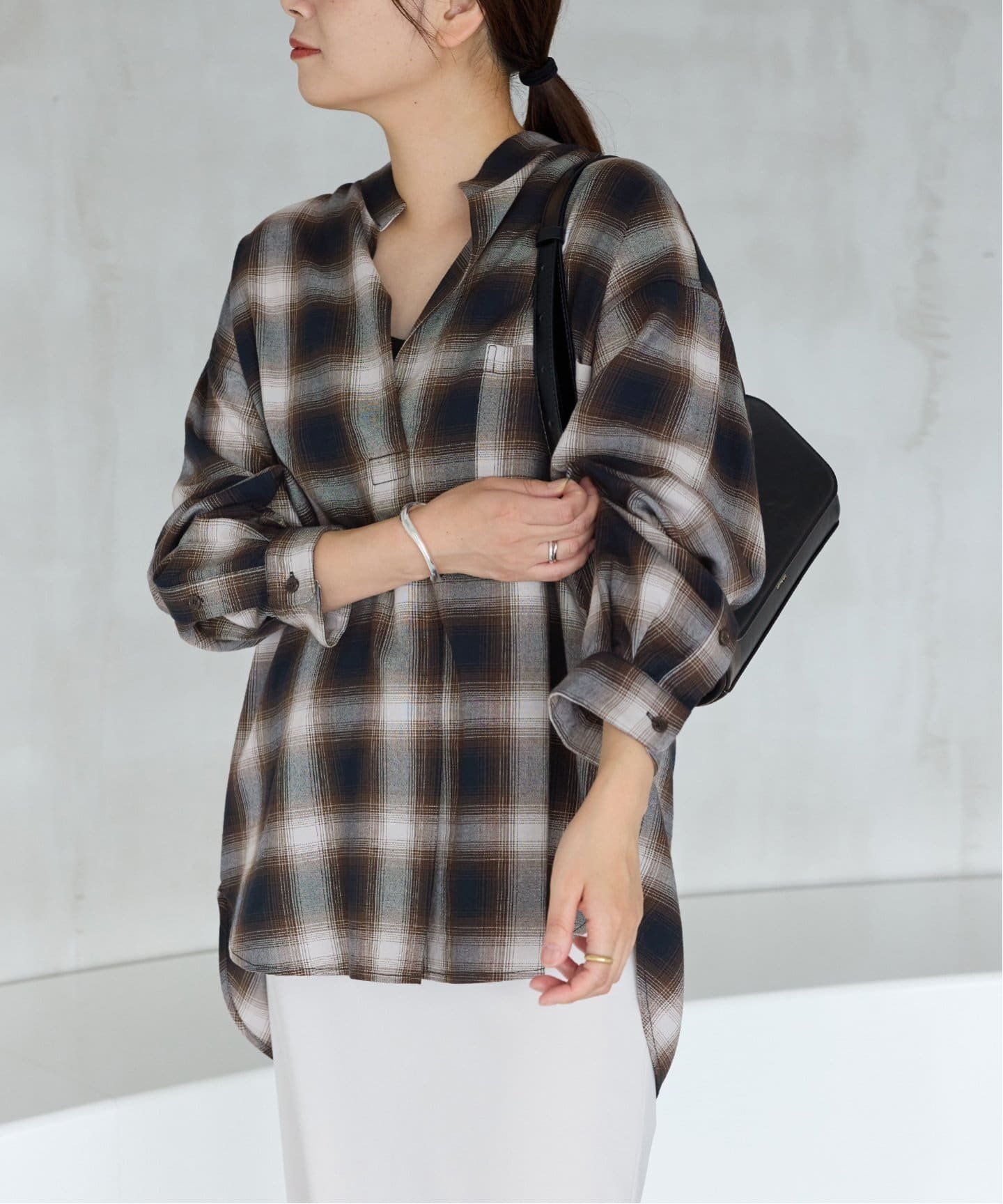 JOURNAL STANDARD STAND PULL OVER ジャーナル スタンダード トップス シャツ・ブラウス ブラック ホワイト【送料無料】のサムネイル