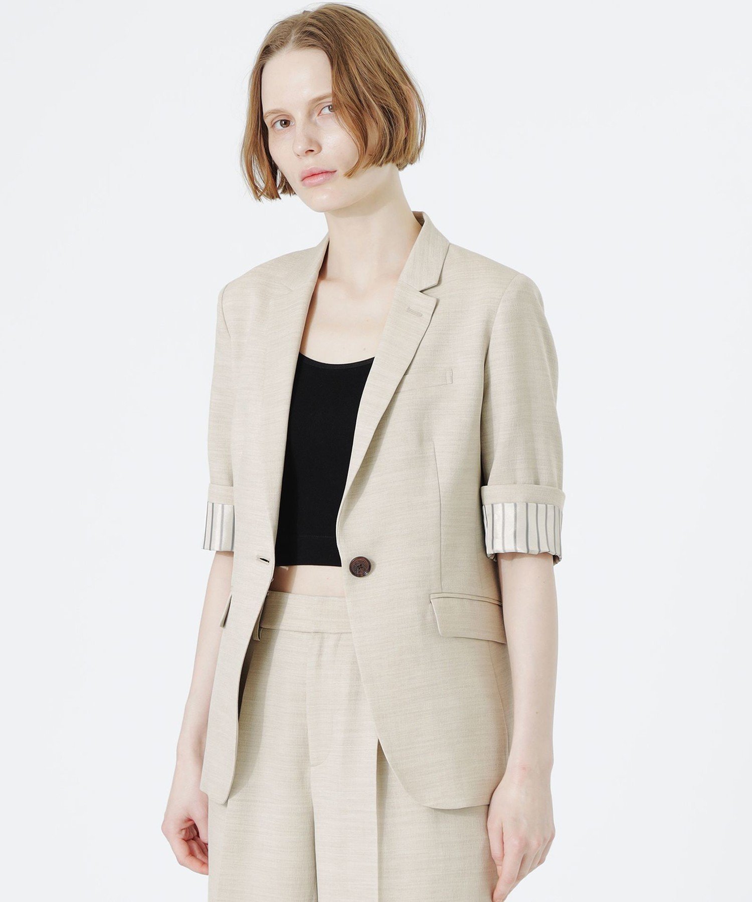 LOVELESS ウォッシャブルハーフスリーブジャケット ラブレス ジャケット・アウター テーラードジャケット・ブレザー ベージュ【送料無料】のサムネイル