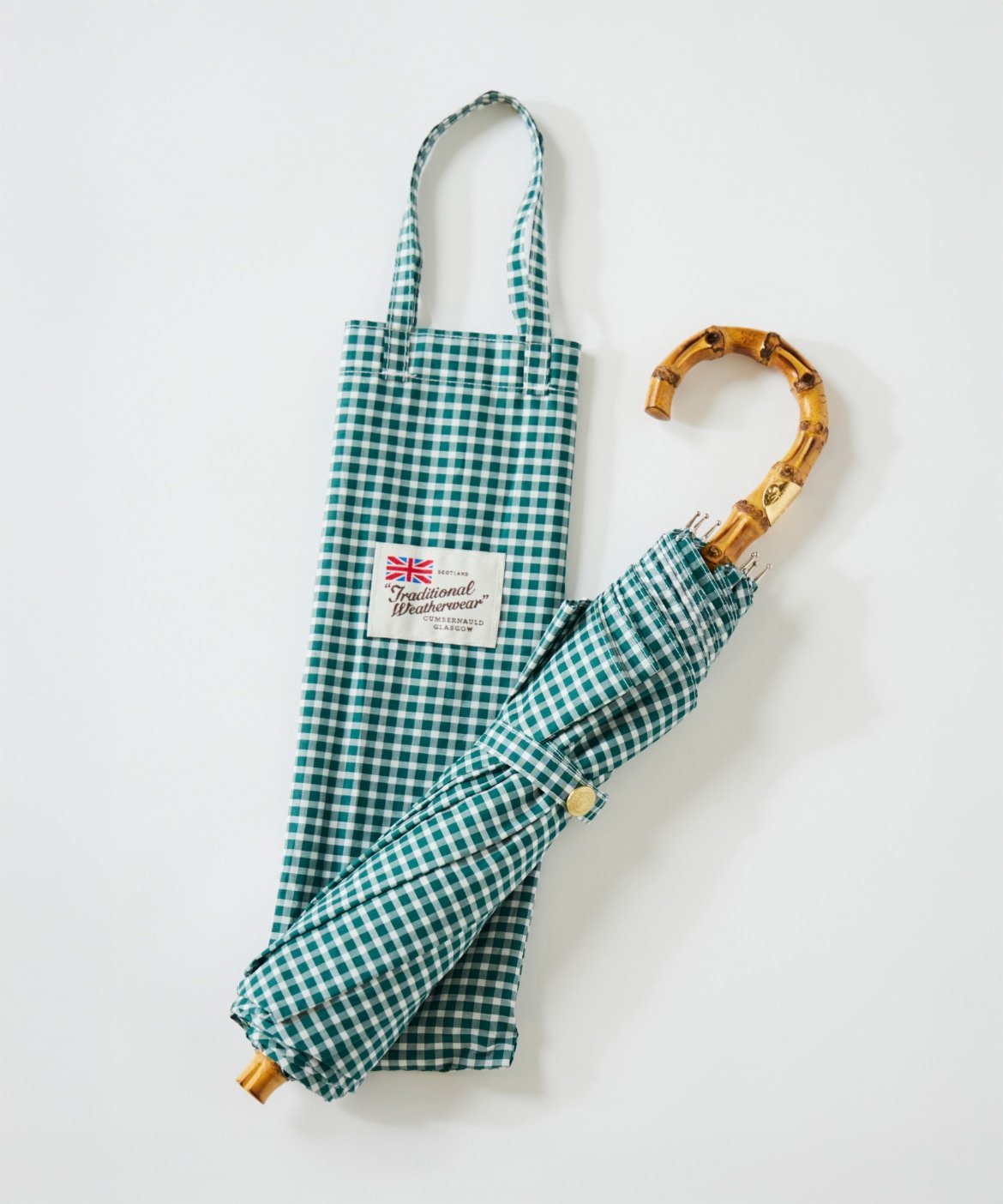 INED 《Traditional Weatherwear》フォールディングバンブー晴雨兼用傘 イネド ファッション雑貨 折りたたみ傘 グリーン ブラック【送料...