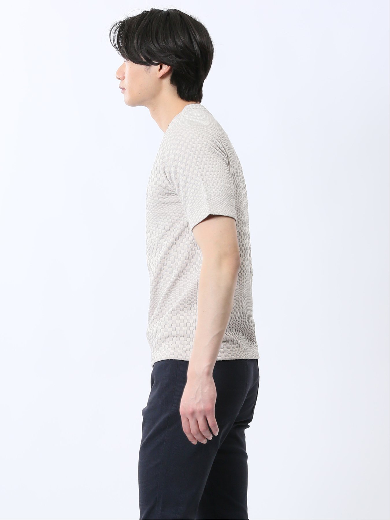 【SALE／10%OFF】TAKA-Q ランダムジャガード クルーネック半袖Tシャツ タカキュー トップス カットソー・Tシャツ ホワイト【送料無料】