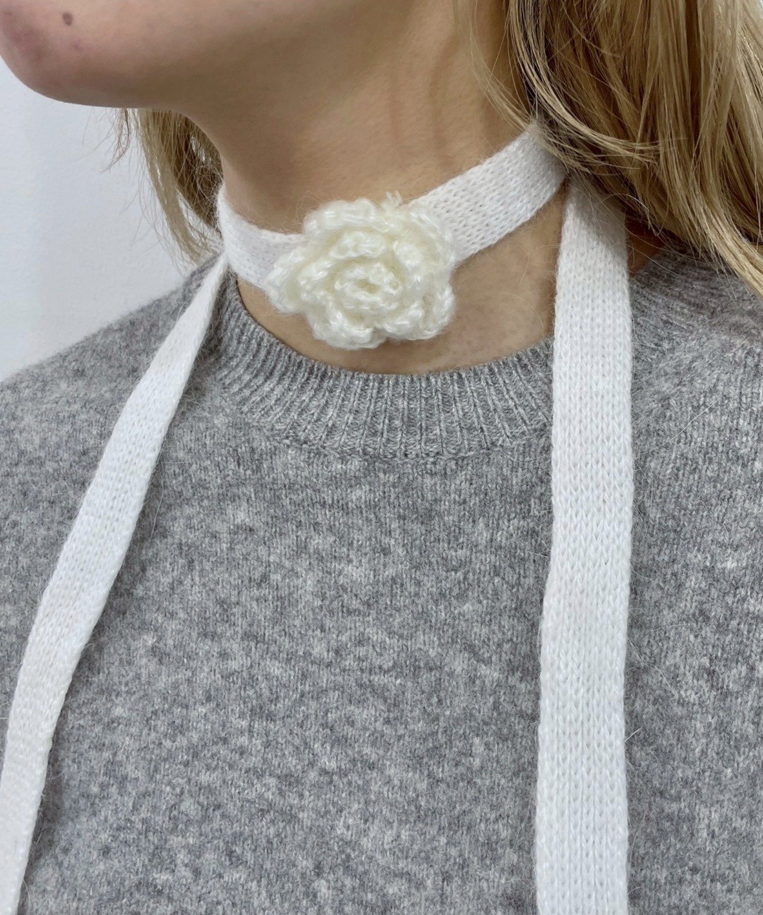 WEGO LADY'S Lフラワーニットチョーカー ウィゴー アクセサリー・腕時計 ネックレス ブラック グレー