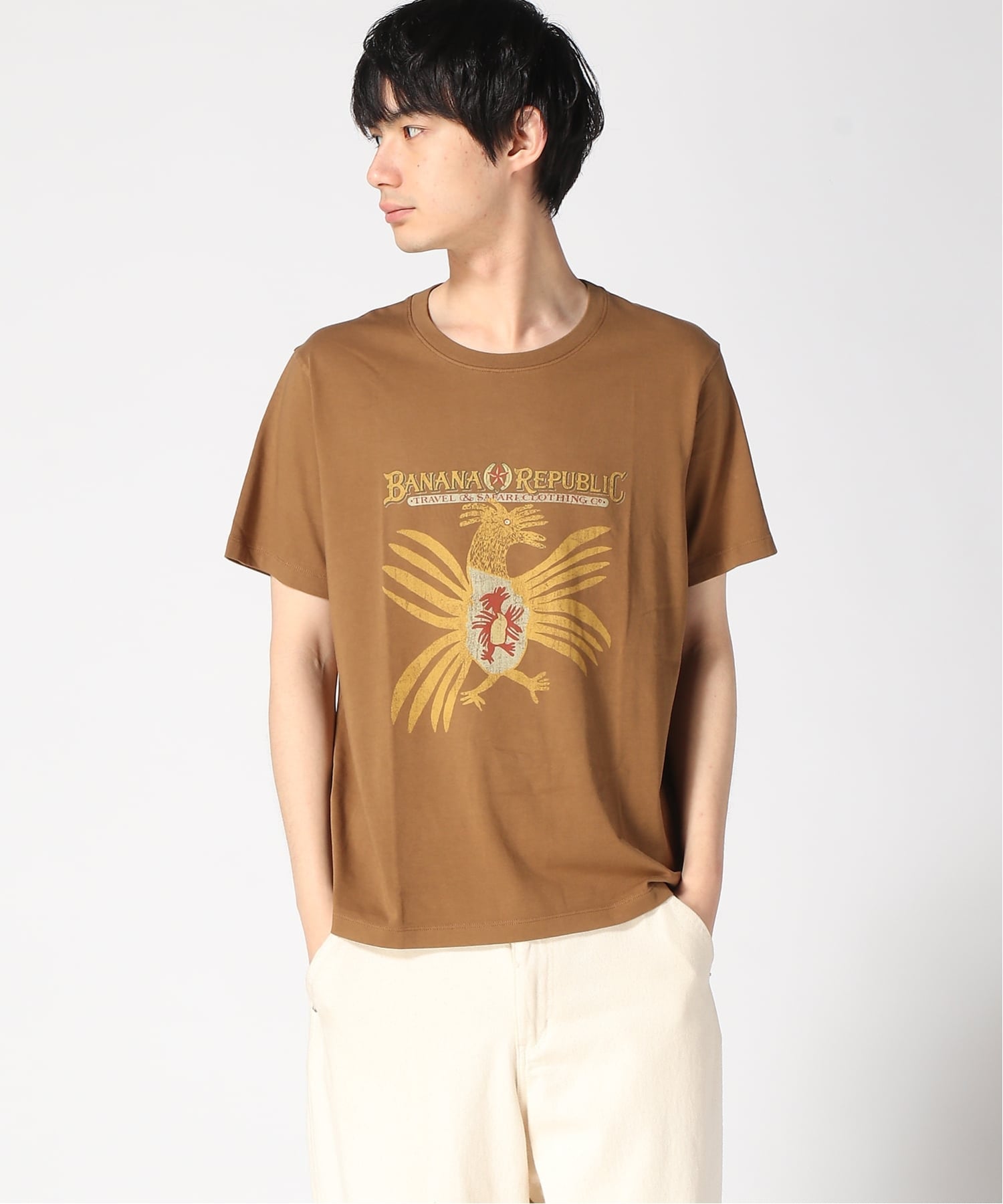 BANANA REPUBLIC (M)アーカイブ リイシュー コットン グラフィック Tシャツ バナナ・リパブリック トップス カットソー・Tシャツ ベージュ ブラウン【送料無料】