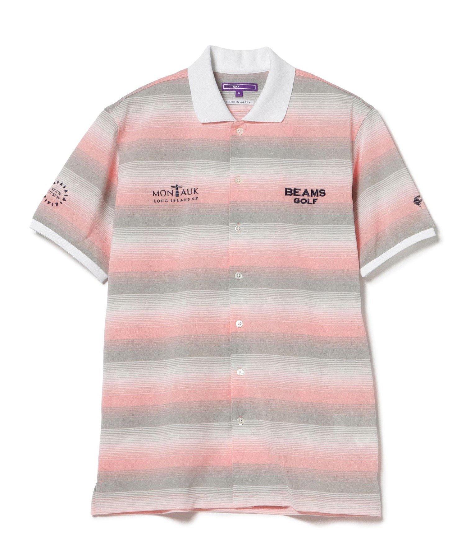 BEAMS GOLF PURPLE LABEL PURPLE LABEL / MONTAUK ボーダー シャツ ビームス ゴルフ トップス スウェット・トレーナー ブルー ピンク【送料無料】