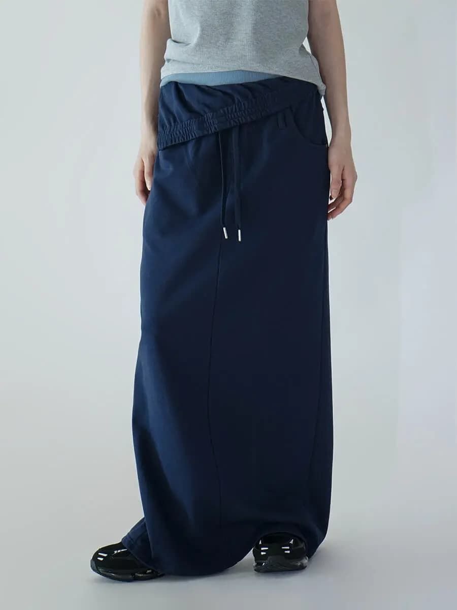 Rakuten - 【SALE／38%OFF】:ETHR OF TURNED WAIST SWEAT SKIRT ラシュッド スカート ロング・マキシスカート ネイビー グレー【送料無料】