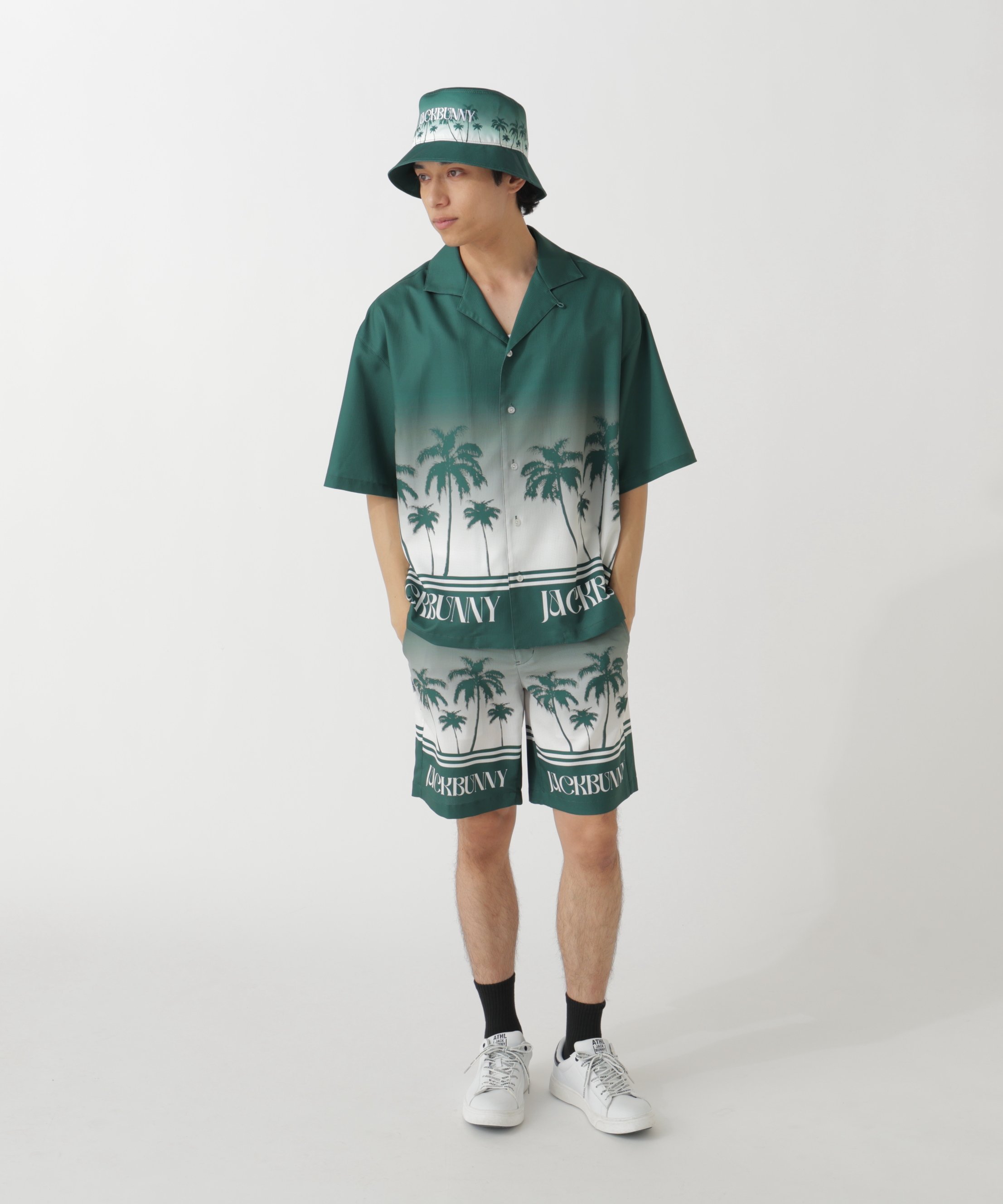 Jack Bunny!! GREEN SUNSET DotAir 開襟シャツ ジャックバニー トップス シャツ・ブラウス グリーン