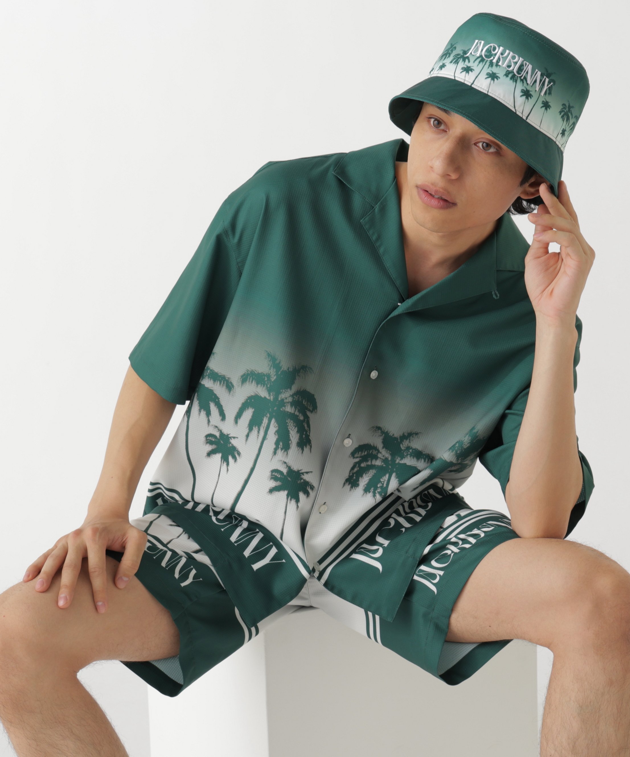 Jack Bunny!! GREEN SUNSET DotAir 開襟シャツ ジャックバニー トップス シャツ・ブラウス グリーン