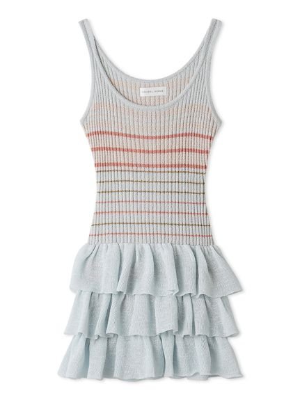 SNIDEL HOME ボーダーリブフリルチュニック スナイデルホーム トップス ニット ネイビー