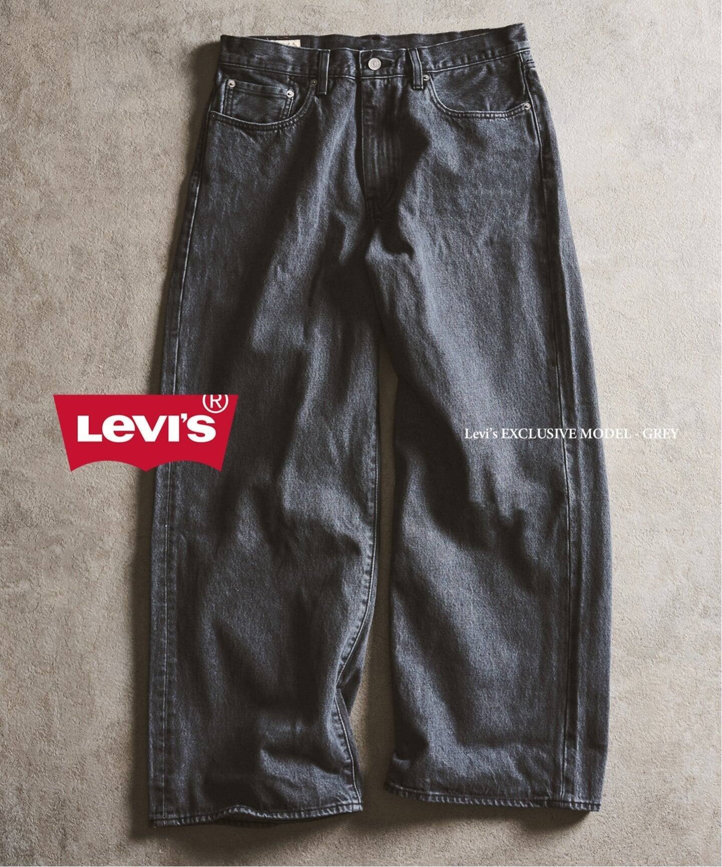 417 EDIFICE Levi's(リーバイス) 別注 Baggy Wide Leg デニムパンツ(L28) フォーワンセブン エディフィス パンツ ジーンズ・デニムパンツ グレー