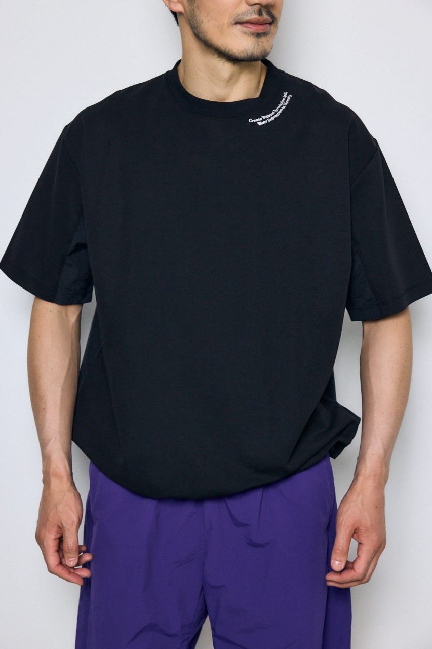 布帛ドッキングトップス アズールバイマウジー トップス カットソー・Tシャツ ブラック グレー ホワイト