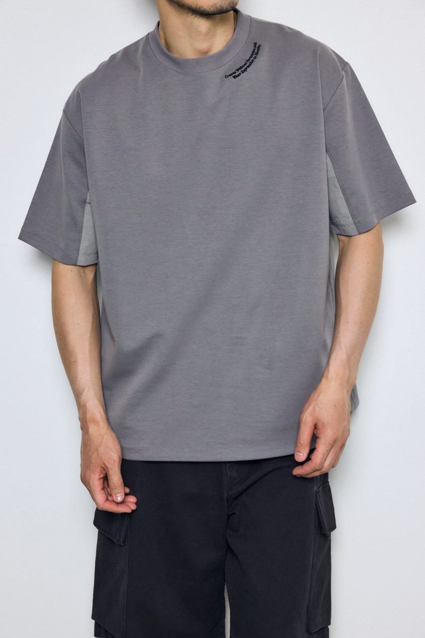 布帛ドッキングトップス アズールバイマウジー トップス カットソー・Tシャツ ブラック グレー ホワイト